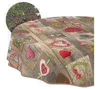 ANRO Nappe Lavable en Forme de cœur - Ronde - 140 cm - Imperméable - pour l'intérieur et l'extérieur - Effet Lotus - avec Ourlet