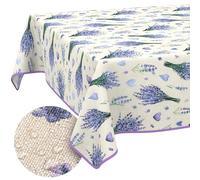 ANRO Nappe Lavable Lavande Violet rectangulaire 160 x 140 cm - Imperméable pour l'intérieur et l'extérieur, Effet Lotus, avec Ourlet