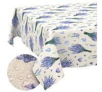 ANRO Nappe Lavable Lavande Violet rectangulaire 220 x 140 cm - Imperméable pour l'intérieur et l'extérieur - Effet Lotus, Bord coupé
