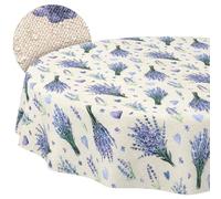 ANRO Nappe Lavable Lavande Violet Ronde 140 cm - Imperméable pour l'intérieur et l'extérieur - Effet Lotus, Bord coupé