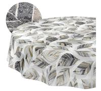 ANRO Nappe Lavable Motif Feuilles, Ronde, 100 cm, imperméable, pour l'intérieur et l'extérieur, Effet Lotus, Bord coupé