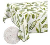 ANRO Nappe Lavable - Motif fougère - Rectangulaire - 200 x 140 cm - Imperméable - pour l'intérieur et l'extérieur - Effet Lotus - avec Ourlet