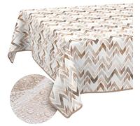 ANRO Nappe Lavable - Motif Zigzag - Rectangulaire - 140 x 100 cm - Imperméable - pour l'intérieur et l'extérieur - Effet Lotus - avec Ourlet