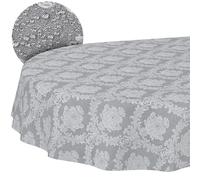 ANRO Nappe Tissu Jacquard Baroque Damassé Ornement Uni 70% Coton 30% Polyester Lavable Gris 180x140 cm