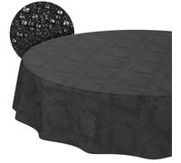 ANRO Nappe Tissu 70% Coton 30% Polyester - Unie & Ornements Jacquard, Lavable, Bord Coupé, Table Cuisine Salon Ø 140 cm