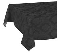 Nappe Textile en Coton Polyester Lavable - Ornement uni - Tissu Jacquard damassé - Lavable - Style Baroque - Noir - 100 x 140 cm - avec Ourlet (bordé)
