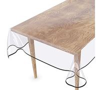 Anro Nappe transparente lavable en film transparent avec ourlet, PVC, Noir , 240x140cm