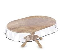 Anro Nappe transparente lavable en film transparent avec ourlet, PVC, Noir , Oval 220x140cm