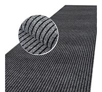ANRO Tapis de couloir anti-saleté sur mesure Mischa Gris 350 x 80 cm | Tapis de cuisine et couloir long au mètre - polypropylène, dos caoutchouc antidérapant, 8 mm, lavable, intérieur/extérieur