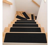 ANRO Tapis escalier antidérapant autoadhérent Noir 120x20 cm | Autoadhérent sans colle · Antidérapant · Polyester avec dos TPE-silicone · Lavable · Pour escaliers intérieurs