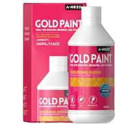 ANRZO Peinture acrylique métallique dorée - qualité archive, finition satinée Idéale pour l'art, l'artisanat et les meubles - Pour bois, toile, argile, tissu, céramique 500 ml- Or