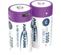 Pack 2 accus Li-Ion 1.5V 2.5Ah C avec charge USB-C