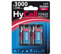 HyCell Piles Rechargeables NiMH Baby C 3000 mAh 1,2V (2 pces) - Piles HR14 pour Lampes Torches, Jouets électroniques, Station météo, etc. - Accumulateurs de qualité supérieure