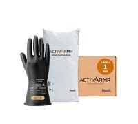 Ansell ActivArmr Gants Electricien, Protection Électrique Classe 00 (Tension 500V), Isolants en Latex de Caoutchouc Naturel, EPI Professionel, 28cm, Noir, Taille XL (1 Paire)