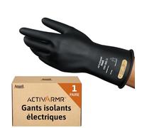 Ansell ActivArmr RIG011B, Gants de protection en caoutchouc, Gants latex noir flexibles et durables, Protection contre les éclairs d'arc, Gants électriciens, Gants de travail XL, Noir, 1 paire