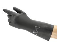 Ansell AlphaTec 29-500 Gants Protection Chimique en Néoprène, Très Haute Résistance Produits Chimiques et Liquides Dangereux, Gant Homme Femme, Noir, Taille M (12 Paires)