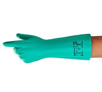 Ansell AlphaTec 37-695 Gants Protection Chimique en Nitrile, Gant Impérméable Très Résistant Liquides et Solvants, EPI Homme Femme, Réutilisable, Vert, Taille M (12 Paires)