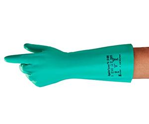 Ansell AlphaTec 37-695 Gants Protection Chimique en Nitrile, Gant Impérméable Très Résistant Liquides et Solvants, EPI Homme Femme, Réutilisable, Vert, Taille S (12 Paires)
