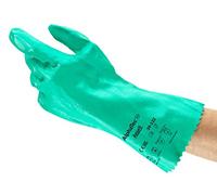 Ansell AlphaTec 39-122 Gants de Protection Chimique en Nitrile, Haute Résistance pour Travaux Industriels Lourds, Support Coton, Taille L (12 Paires)