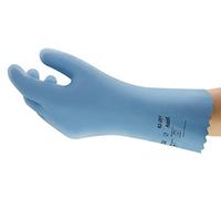 Ansell AlphaTec 62-201 Gants Jetables Latex, Protection Chimique et Mécanique, Comfort et Souplesse Elevés, Gant Usage Unique Haute Qualité, EPI Industriel, Bleu, Taille S (12 Paires)