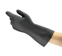 Ansell AlphaTec 87-118 Gants de Protection Chimique en Latex, Haute Résistance à l'Abrasion, Risques Industriels et Produits Dangereux, Acides et Solvants, Noir, Taille XS (1 Paire)