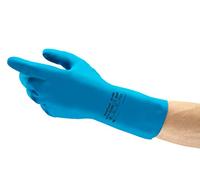 Ansell AlphaTec 87-195 Gants de Travail Multi-Usage, Résistance Chimique et Contact Alimentaire, Gant de Protection Latex Ultra Fin Homme Femme, Réutilisable, Bleu, Taille S (12 Paires)