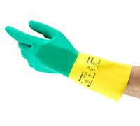 Ansell AlphaTec 87-900 Gants de Travail Multi-Usage, Résistance Chimique, Design Durable avec Excellente Préhension, Finition Coton, Gant Homme Femme, Vert, Taille 2XL (12 Paires)
