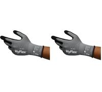 Ansell HyFlex 11-571 Gants Anti-Coupures, Enduction Nitrile Résistante à l'Abrasion, Gants de Travail Professionnels Haute Protection, Homme Femme, Gris, Taille S (1 Paire) (Lot de 2)