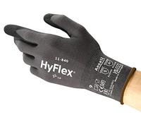 Ansell HyFlex 11-840, Gants de travail professionnels, Gants en nitrile résistant à l'abrasion, gants de protection polyvalents, Gant de manutention industriel, Gants nitrile S, Noir, 5 paires