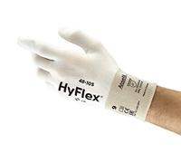 Ansell HyFlex 48-105 Gants de Travail Polyvalents, Protection Mécanique Multi-Usage, Atelier, Bricolage, Peinture, Gant Fin Homme Femme, Lavable, Blanc, Taille XL (12 Paires)