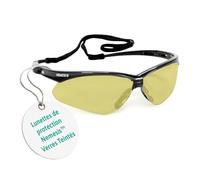 Ansell KleenGuard Nemesis Lunettes de Sécurité, Protection EPI, Lunettes Légères Enveloppantes pour Chantier, Tir, Extérieur et Industrie - Verres Ambrés et Monture Noire, 1 Paire