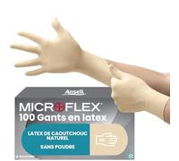 Ansell MicroFlex 63-864, Gants jetables avec bouts des doigts texturés, gants latex L blancs sécurisés pour l'industrie, Gants de travail sans poudre, Gants de protection polyvalents, 100 gants