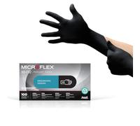 Ansell Microflex 93-732, Gants jetables Multi-usages en Nitrile, manipulation de précision et travaux mécaniques, Sans Latex, Sans Poudre, Noir, Taille XS, Boîte de 100