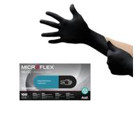 Ansell Microflex 93-732, Gants jetables Multi-usages en Nitrile, manipulation de précision et travaux mécaniques, Sans Latex, Sans Poudre, Noir, Taille M, Boîte de 100