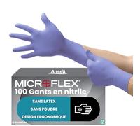 Ansell Microflex 93-843 Gants Jetables en Nitrile, Gant Usage Unique Haute Qualité, Protection Chimique et Mécanique Industrielle, Design Fin et Durable, Violet, Taille L (100 Pièces)