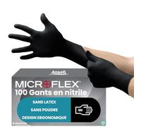 Ansell MicroFlex 93-852 Gants Jetables en Nitrile, Non Poudrés, Protection Multiusage, Alimentaire, Chimique et Mécanique, Sans Latex, Noir, Taille XL (100 Pièces)