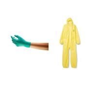Ansell TouchNTuff 92-600, Gants jetables en Nitrile, non poudrés, Taille M (100 Gants) AlphaTec 2300 Modèle 132, Combinaison de protection chimique intégrale, Taille L (1 Pièce)