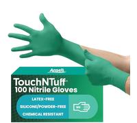 Ansell TouchNTuff 92-605 Gants Jetables en Nitrile, Non Poudrés, Haute Protection Chimique et Mécanique, Contact Alimentaire, Sécurité Industrielle, Sans Latex, Vert, Taille XL (100 Gants)