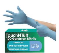 Ansell TouchNTuff 92-670 Gants Jetables en Nitrile, Non Poudrés, Haute Protection Chimique et Mécanique, Contact Alimentaire, Sécurité Industrielle, Sans Latex, Bleu, Taille M (100 Gants)