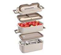 Anseom Lunchbox Boîte à Bento 700-2800ML Boîte à Déjeuner en Acier Inoxydable Bento Box et Couverts Boite Bento Japonais pour Chauffage au Four à Micro-ondes Boîte à Repas pour Enfant Adult (2 étages)