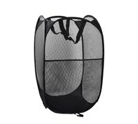 Anseom Panier à Linge Pliable, Pop Up en Maille Filet Sac à Linge avec Manipuler Grand Panier à Linge Noir, Panier à Linge Sale en Filet Pliable pour Dortoir de Voyage Familial et Voyage