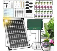 AnseTo Kit d'Arrosage Automatique Solaire, Système Goutte à Goutte Jardin | Programmateur avec Panneau Solaire pour Pelouse, Balcon, Pot de Fleur, Plantes, Extérieur, Terrasse, Serre, Idéal Vacances