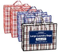 ANSIO Grands sacs à linge, sacs de rangement, 60 x 25 x 50 cm, assortiment | Sacs de déménagement réutilisables avec fermetures éclair, sacs de rangement pour vêtements et penderie