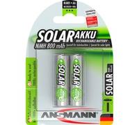 ANSMANN Piles solaires Rechargeables Mignon AA 800 mAh 1,2V (Lot de 2) - Piles Rechargeables pour Lampes solaires, décorations de Jardin, etc. - Piles HR6 à Faible autodécharge et sans Effet mémoire