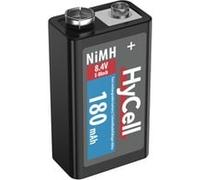 HyCell Pile Rechargeable NiMH 9V 180 mAh 8,4V (1 PCE) - Pile 6LR61 Rechargeable pour Lampes Torches, Jouets électroniques, Station météo, etc. - Accumulateur de qualité supérieure