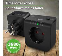 ANSMANN Prise programmable AES1 - Prise minuteur à économie d’énergie avec compte à rebours - Prise réglable à intervalle de temps sélectionnable pour radiateur soufflant, fer à repasser, etc - Noir