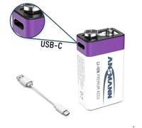 Ansmann Batterie Li‑ion ANS 1315-0005 – 9 V 340 mAh – Rechargeable USB‑C – 1 pièce