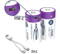 Ansmann LR15 USB-C Pile rechargeable LR14 (C) Li-Ion 2500 mAh 1.5 V 2 pc(s)