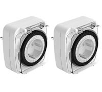 ANSMANN Minuterie d'extérieur AES7, minuterie mécanique de 24 Heures répète Chaque Jour Le Temps programmé, Max 16A - 3680W, Blanc (Lot de 2)