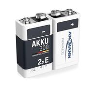 ANSMANN Piles 6LR61 9V 300 mAh NiMH rechargeables (lot de 2) - Bloc alimentation 9V à faible autodécharge et haute capacité - Piles 9V idéales pour détecteur de fumée, jouets, radios, etc.